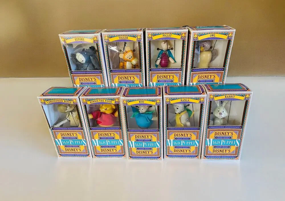 VINTAGE Disney Winnie the Pooh & Friends Marionette Wooden Magic Puppets Theater